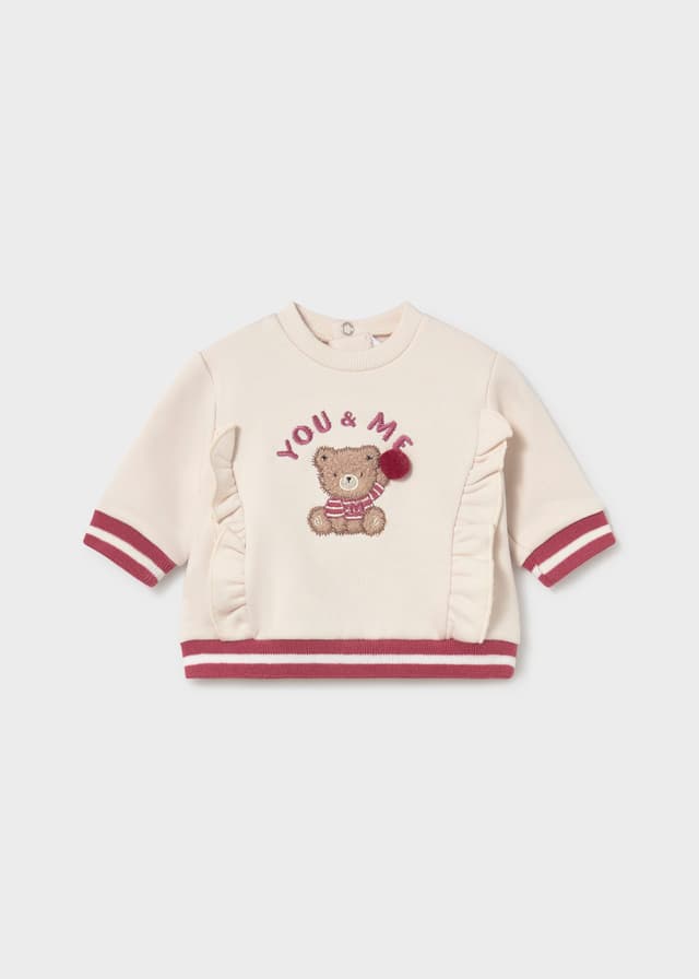 Mayoral - Varsity Teddy Bear Sweatshirt, Cream