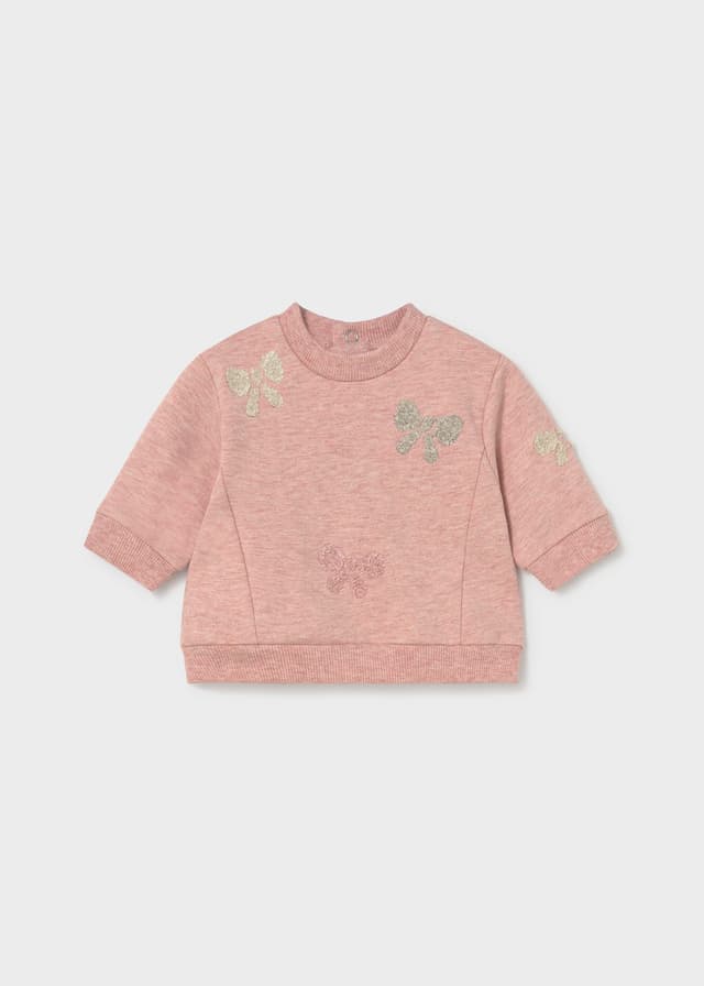 Mayoral - Embroidered Bow Sweatshirt, Pink