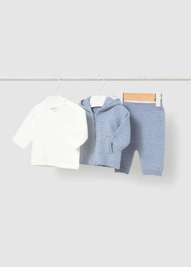 Mayoral - 3 Piece Knitted Hoodie, Top & Trousers Set, Blue