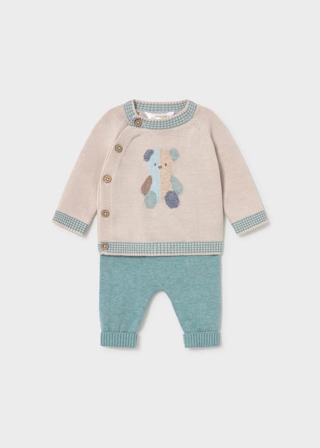Mayoral - Knitted Animal Jumper & Trousers Set, Green