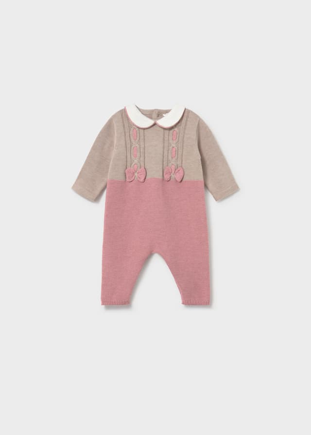 Mayoral - Knitted Collar Baby Romper, Pink