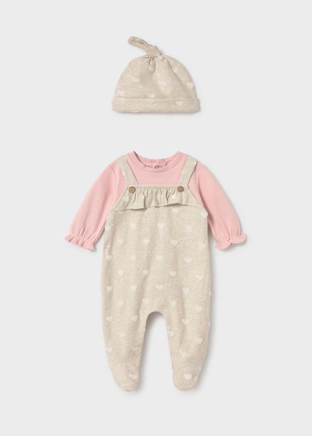 Mayoral - Jacquard Dungaree Babygrow, Pink