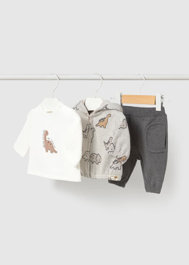 Mayoral - 3 Piece Dinosaur Tracksuit with T-Shirt, Grey