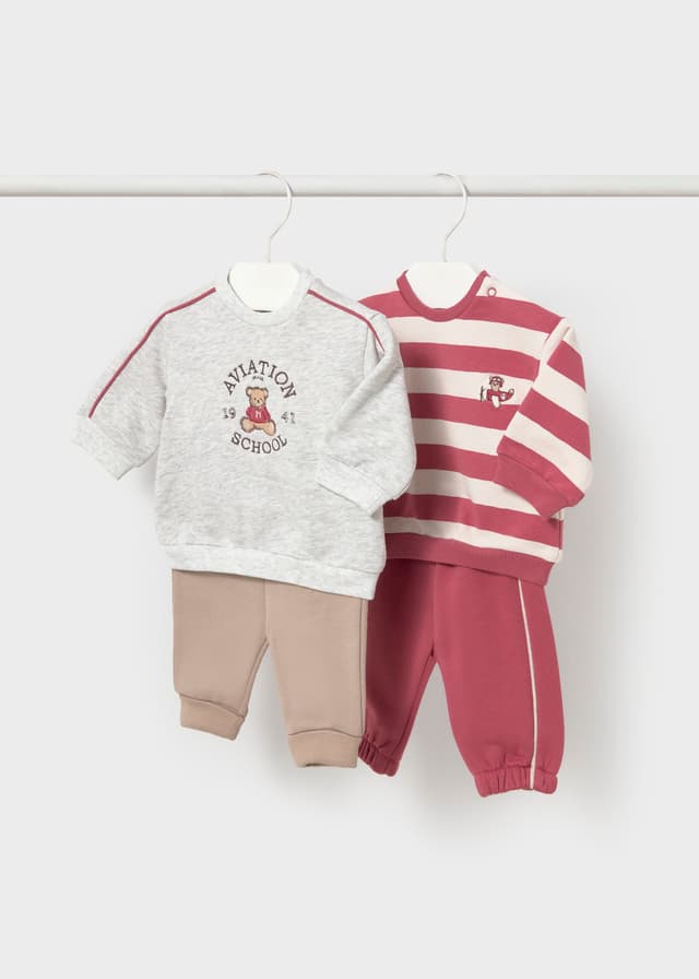 Mayoral - 4 Piece Printed Sweatshirt & Trousers Set, Red