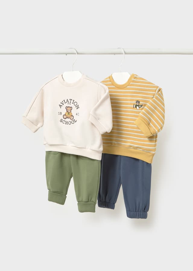 Mayoral - 4 Piece Printed Sweatshirt & Trousers Set, Yellow