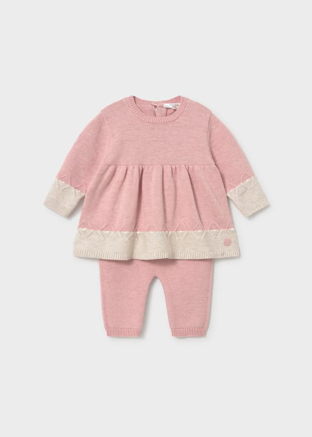 Mayoral - Knitted Peplum Top & Leggings Set, Pink