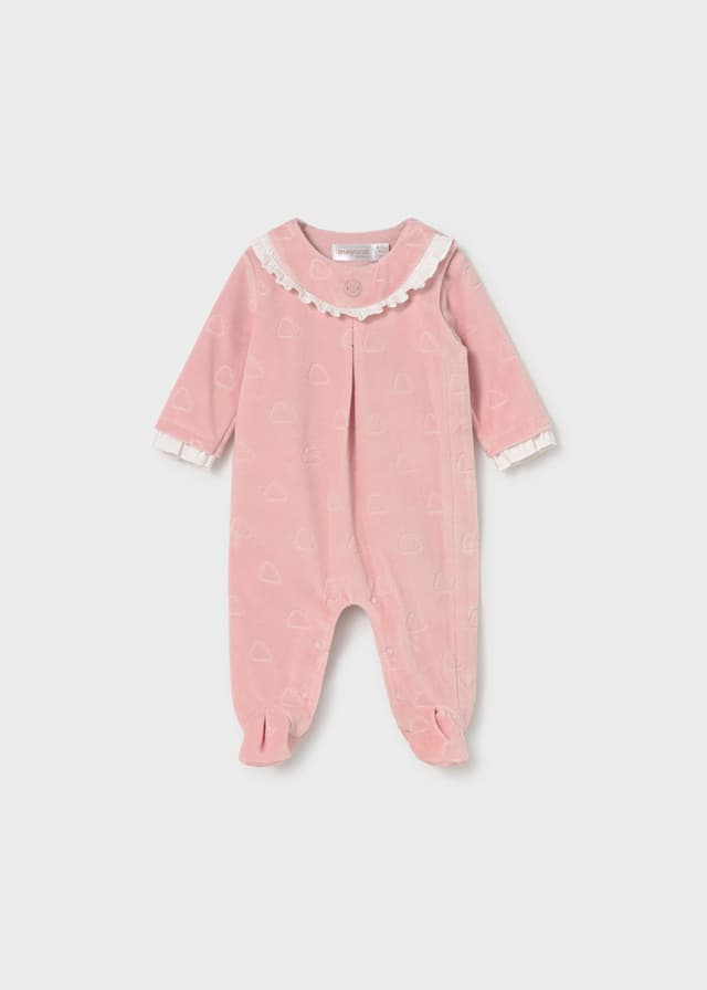 Mayoral - Pink velour sleepsuit, Pink