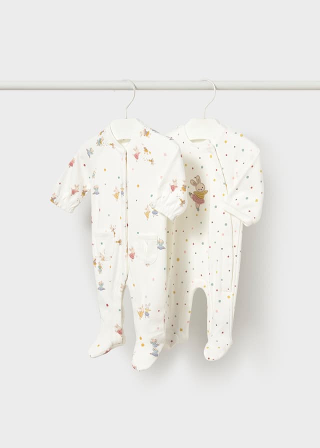 Mayoral - 2 Pack Ballerina Sleepsuits, Cream