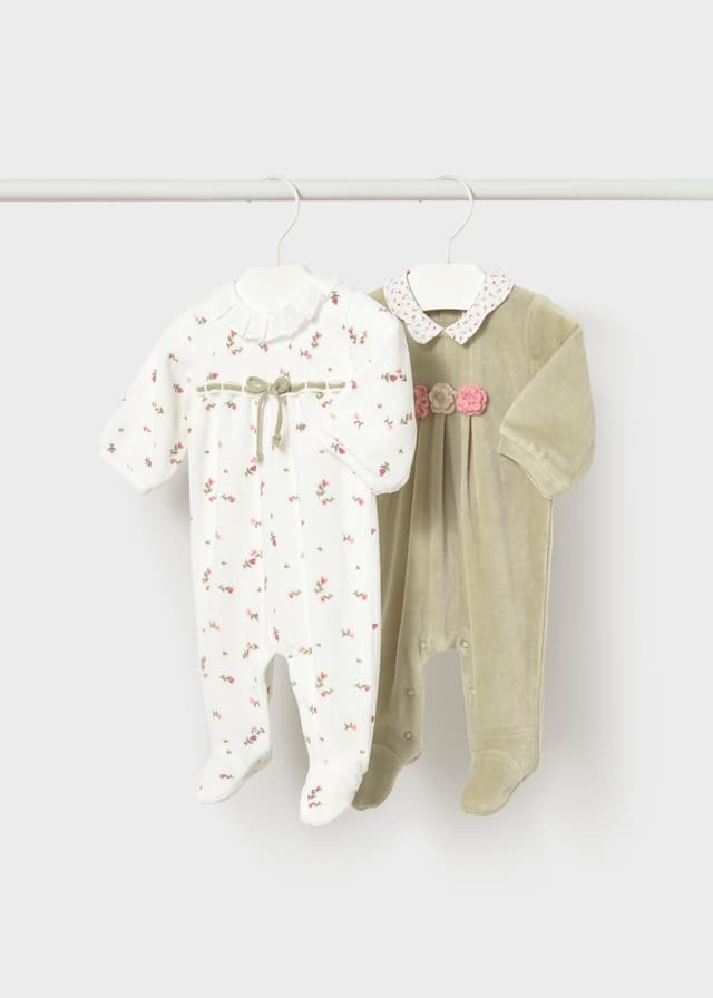 Mayoral - 2 Pack Velour Sleepsuits, Green