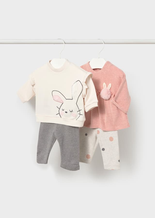 Mayoral - 4 Piece Bunny Leggings Set, Pink