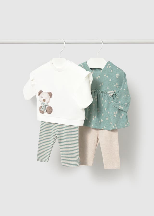 Mayoral - 4 Piece Bear Leggings Set, Green