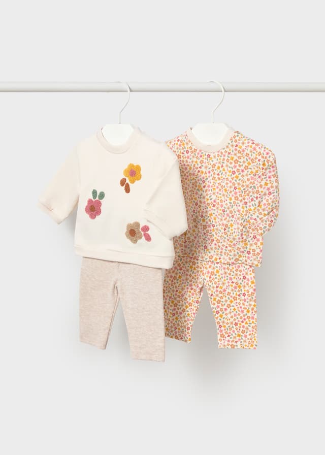 Mayoral - 4 Piece Floral Leggings Set, Cream