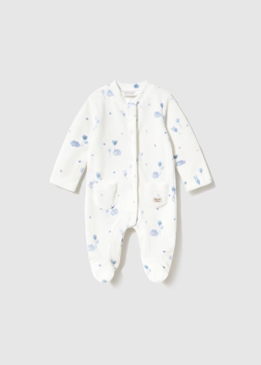 Mayoral - Printed Velour Sleepsuit, Blue