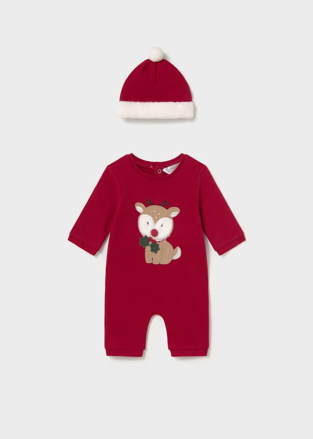 Mayoral - Christmas Sleepsuit & Hat Set, Red