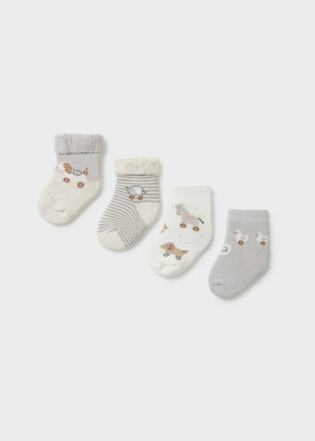 Mayoral - Set of 4 baby socks - Animals, Grey