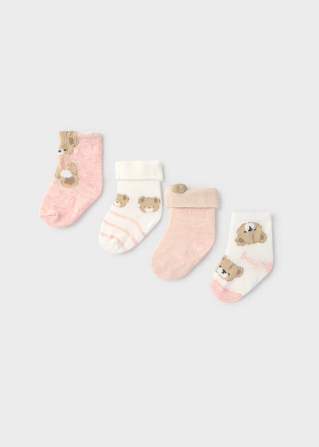 Mayoral - 4 Pack Printed Baby Socks, Pink