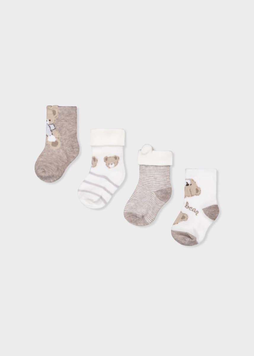 Mayoral - 4 Pack Printed Baby Socks, Brown